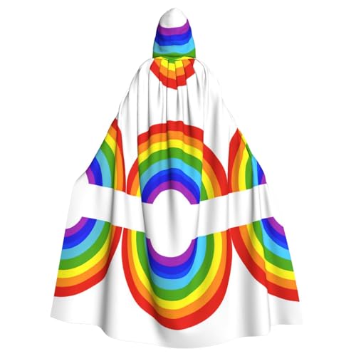 JEKYDOSD Kapuzenumhang mit Regenbogen-Druck, perfekt für Halloween, Rollenspiele, Maskerade und Kostümpartys von JEKYDOSD