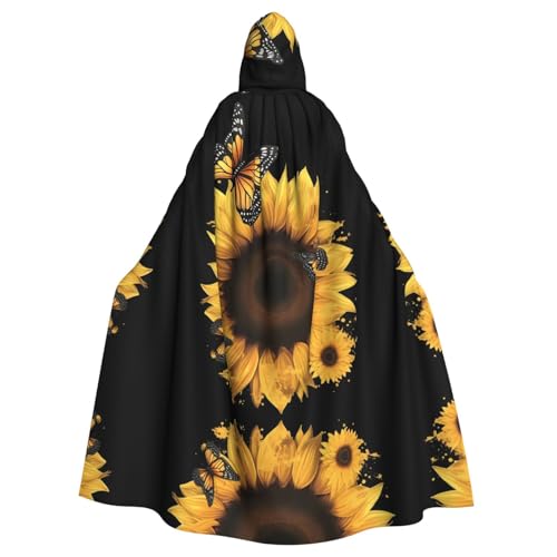 JEKYDOSD Kapuzenumhang mit Schmetterlingen und Sonnenblumen, perfekt für Halloween, Rollenspiele, Maskerade und Kostümpartys JEKYDOSD Kapuzenumhang mit Schmetterlingen und Sonnenblumen, perfekt für Halloween, Rollenspiele, Maskerade und Kostümpartys von JEKYDOSD