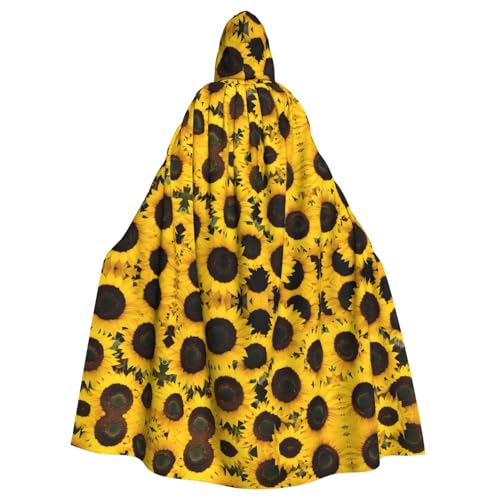 JEKYDOSD Kapuzenumhang mit Sonnenblumen-Aufdruck, perfekt für Halloween, Rollenspiele, Maskerade und Kostümpartys von JEKYDOSD