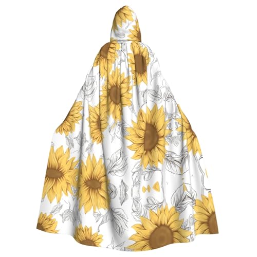 JEKYDOSD Kapuzenumhang mit Sonnenblumen-Druck, perfekt für Halloween, Rollenspiele, Maskerade und Kostümpartys JEKYDOSD Kapuzenumhang mit Sonnenblumen-Druck, perfekt für Halloween, Rollenspiele, Maskerade und Kostümpartys von JEKYDOSD