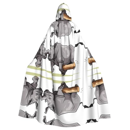 JEKYDOSD Kapuzenumhang mit Tier-Nashorn-Druck, perfekt für Halloween, Rollenspiele, Maskerade und Kostümpartys JEKYDOSD Kapuzenumhang mit Tier-Nashorn-Druck, perfekt für Halloween, Rollenspiele, Maskerade und Kostümpartys von JEKYDOSD