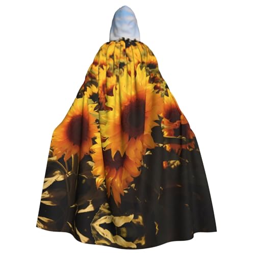 JEKYDOSD Kapuzenumhang mit gelbem Sonnenblumenfelddruck, perfekt für Halloween, Rollenspiele, Maskerade und Kostümpartys JEKYDOSD Kapuzenumhang mit gelbem Sonnenblumenfelddruck, perfekt für Halloween, Rollenspiele, Maskerade und Kostümpartys von JEKYDOSD