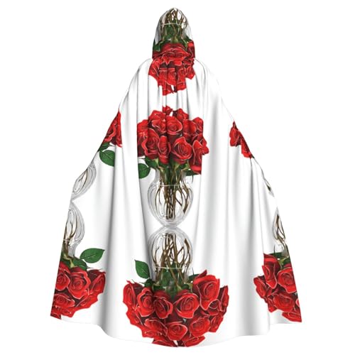 JEKYDOSD Kapuzenumhang mit rotem Rosen-Aufdruck, perfekt für Halloween, Rollenspiele, Maskerade und Kostümpartys JEKYDOSD Kapuzenumhang mit rotem Rosen-Aufdruck, perfekt für Halloween, Rollenspiele, Maskerade und Kostümpartys von JEKYDOSD