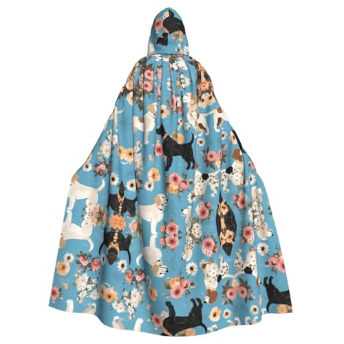 JEKYDOSD Kapuzenumhang mit süßem Basset Hound mit Blumenmuster, perfekt für Halloween, Rollenspiele, Maskerade und Kostümpartys JEKYDOSD Kapuzenumhang mit süßem Basset Hound mit Blumenmuster, perfekt für Halloween, Rollenspiele, Maskerade und Kostümpartys von JEKYDOSD