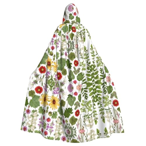 JEKYDOSD Kapuzenumhang mit tropischem Blumenblatt und Papageien-Druck, perfekt für Halloween, Rollenspiele, Maskerade und Kostümpartys von JEKYDOSD