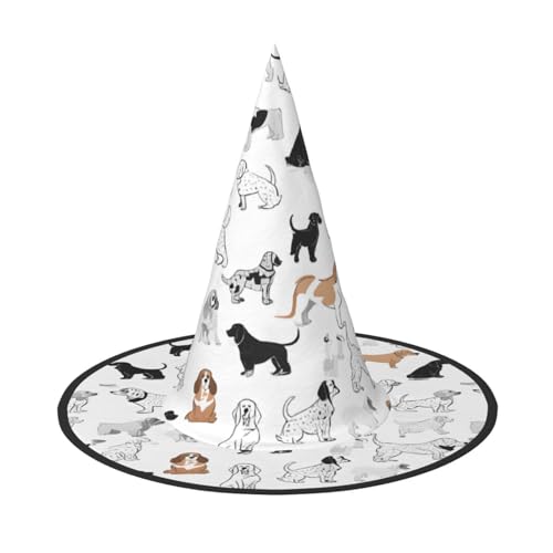 JEKYDOSD Niedlicher Dackel-Hunde-Druck, Halloween-Hut, gruseliges Party-Accessoire, Karneval, Maskerade-Bälle von JEKYDOSD
