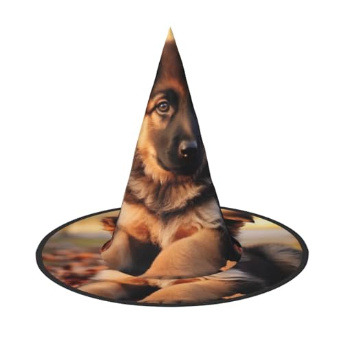 JEKYDOSD Niedlicher Schäferhund, Welpen-Druck, Halloween-Hut, gruseliges Party-Accessoire, Karneval, Maskerade-Bälle von JEKYDOSD