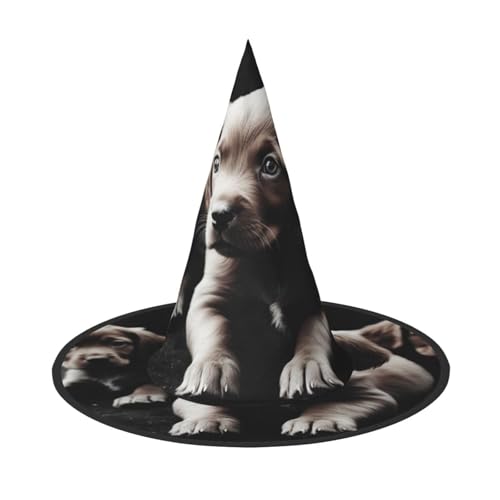 JEKYDOSD Niedlicher Welpen-Hunde-Druck, Halloween-Hut, gruseliges Party-Accessoire, Karneval, Maskerade-Bälle von JEKYDOSD