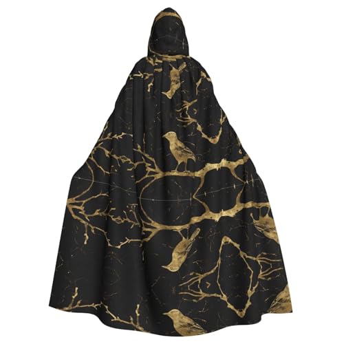 JEKYDOSD Schwarzer und goldener Marmor-Vogel-Aufdruck, Erwachsenen-Kapuzenumhang, perfekt für Halloween, Rollenspiele, Maskerade und Kostümpartys JEKYDOSD Schwarzer und goldener Marmor-Vogel-Aufdruck, Erwachsenen-Kapuzenumhang, perfekt für Halloween, Rollenspiele, Maskerade und Kostümpartys von JEKYDOSD