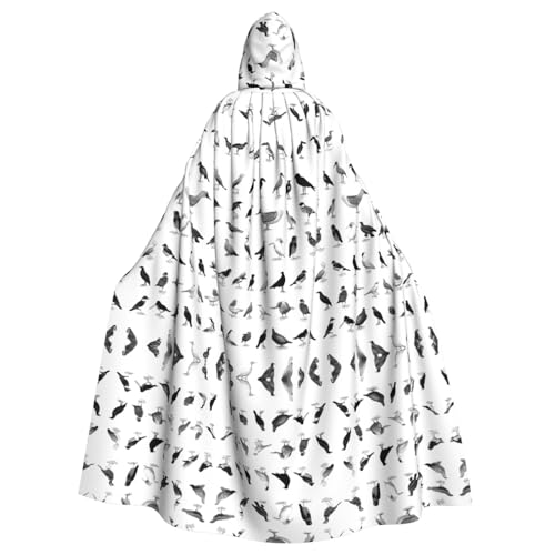 JEKYDOSD Schwarzer und weißer Vogel-Aufdruck, Kapuzenumhang für Erwachsene, perfekt für Halloween, Rollenspiele, Maskerade und Kostümpartys JEKYDOSD Schwarzer und weißer Vogel-Aufdruck, Kapuzenumhang für Erwachsene, perfekt für Halloween, Rollenspiele, Maskerade und Kostümpartys von JEKYDOSD