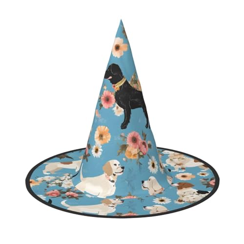 JEKYDOSD Süßer Basset Hound Blumendruck, Halloween-Hut, gruseliges Party-Accessoire, Karneval, Maskeradebälle JEKYDOSD Süßer Basset Hound Blumendruck, Halloween-Hut, gruseliges Party-Accessoire, Karneval, Maskeradebälle von JEKYDOSD