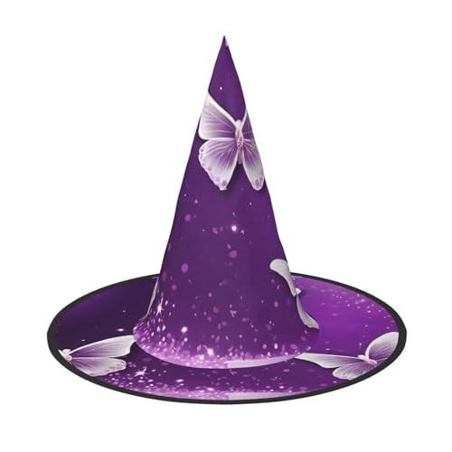 JEKYDOSD Violetter Schmetterlings-Druck, Halloween-Hut, gruseliges Party-Accessoire, Karneval, Maskerade-Bälle JEKYDOSD Violetter Schmetterlings-Druck, Halloween-Hut, gruseliges Party-Accessoire, Karneval, Maskerade-Bälle von JEKYDOSD