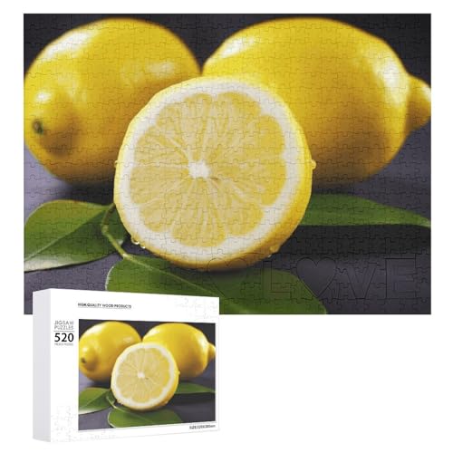 Puzzle 520 Teile Personalisierte Fotos Puzzle mit Aufbewahrungstasche Gelbe Zitrone Puzzles Herausfordernde Bilderpuzzle Männer Frauen Wohnkultur Holzpuzzles für Familie von JEKYQ