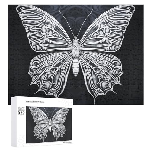Puzzle 520 Teile Personalisierte Fotos Puzzle mit Aufbewahrungstasche Weißer Schmetterling auf schwarzem Hintergrund Puzzles Herausfordernde Bilderpuzzle Männer Frauen Wohnkultur Holzpuzzles für Puzzle 520 Teile Personalisierte Fotos Puzzle mit Aufbewahrungstasche Weißer Schmetterling auf schwarzem Hintergrund Puzzles Herausfordernde Bilderpuzzle Männer Frauen Wohnkultur Holzpuzzles für von JEKYQ