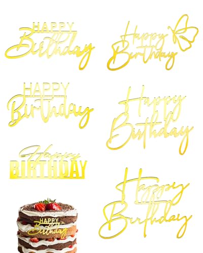 Tortenaufsatz "Happy Birthday", Acryl, "Happy Birthday", 6 Stück, goldfarben Tortenaufsatz "Happy Birthday", Acryl, "Happy Birthday", 6 Stück, goldfarben von JELIEE