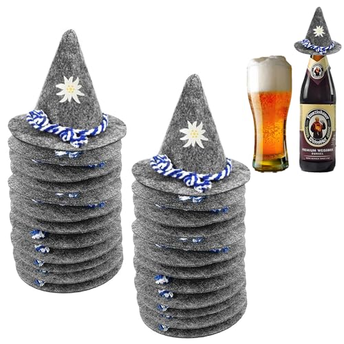 JEONDFG 24 Stück Mini Oktoberfest Hut mit Blumen,Oktoberfest Deko Seppelhut Klein Filzhut,Mini Oktoberfest Hut Klein,Filzhut Trachtenhütchen Deko,für Karneval Oktoberfest von JEONDFG
