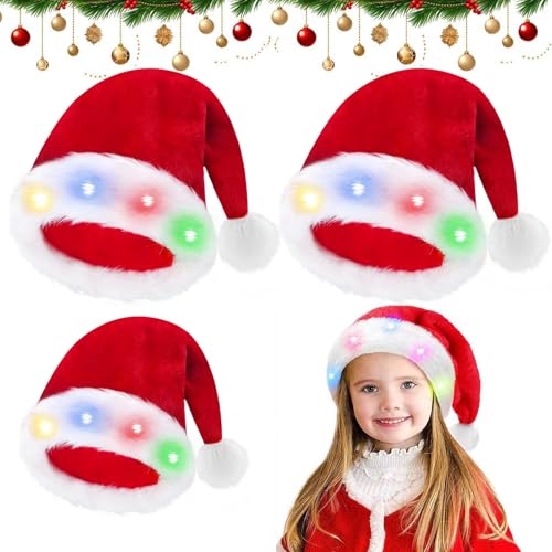 3 Stück LED Leuchtende Weihnachtsmütze Erwachsene Kinder, Weihnachtsmütze Nikolausmütze Erwachsene Plüsch Rand Weihnachtsfeier Rote Santa Mütze Nikolaus Warm Dicker Fellrand Weihnachtsmann mütze Rot 3 Stück LED Leuchtende Weihnachtsmütze Erwachsene Kinder, Weihnachtsmütze Nikolausmütze Erwachsene Plüsch Rand Weihnachtsfeier Rote Santa Mütze Nikolaus Warm Dicker Fellrand Weihnachtsmann mütze Rot von JEONDFG