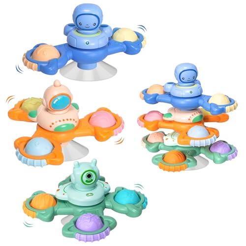 3 Pack Saugnapf Spielzeug Baby BPA-frei Saugnapf Spielzeug Kinder ab 3 Monaten Hochstuhl Spielzeug mit Saugnapf Geeignet für Hochstühle, Flugzeuge Und Badespielzeug für Unterwegs von JETOP