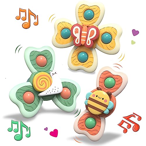 Saugnapf Spielzeug Baby, 3 Stück Baby Spielzeug ab 3 Monate, Sicheres Badewannenspielzeug Baby, Reisespielzeug, Sensorik Spielzeug Baby, Spinner mit Saugnapf, Tischspielzeug Baby Saugnapf Saugnapf Spielzeug Baby, 3 Stück Baby Spielzeug ab 3 Monate, Sicheres Badewannenspielzeug Baby, Reisespielzeug, Sensorik Spielzeug Baby, Spinner mit Saugnapf, Tischspielzeug Baby Saugnapf von JETOP