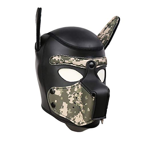JEWE Neopren-Kapuzenmaske für Welpen, Camouflage, Vollgesichtsmaske, Cosplay-Kostüm, Hundekopfmasken von JEWE