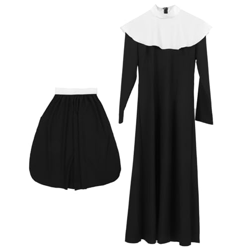 JEWEDECO 1 Satz Nonnen Kostüm Damen für Halloween Party Einteiliges Cosplay Outfit Spandex für Fasching Karneval Bühnenaufführungen Thematische Veranstaltungen JEWEDECO 1 Satz Nonnen Kostüm Damen für Halloween Party Einteiliges Cosplay Outfit Spandex für Fasching Karneval Bühnenaufführungen Thematische Veranstaltungen von JEWEDECO