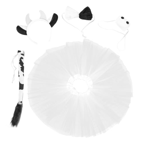 JEWEDECO 1 Set Halloween Tierkopfschmuck Mit Hörnern, Plüsch, Schwarz Weiße Kuh, Vierteiliges Stirnband, Spielzeug, Haarschmuck, Cosplay, Kuh, Cosplay, Cosplay Zubehör, Party JEWEDECO 1 Set Halloween Tierkopfschmuck Mit Hörnern, Plüsch, Schwarz Weiße Kuh, Vierteiliges Stirnband, Spielzeug, Haarschmuck, Cosplay, Kuh, Cosplay, Cosplay Zubehör, Party von JEWEDECO