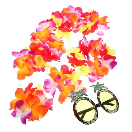 JEWEDECO Hawaii-set – Große Blumengirlande Ananas-sonnenbrille Stirnband Und Armbänder Partyzubehör Zum Strandthema Luau-party-zubehör JEWEDECO Hawaii-set – Große Blumengirlande Ananas-sonnenbrille Stirnband Und Armbänder Partyzubehör Zum Strandthema Luau-party-zubehör von JEWEDECO
