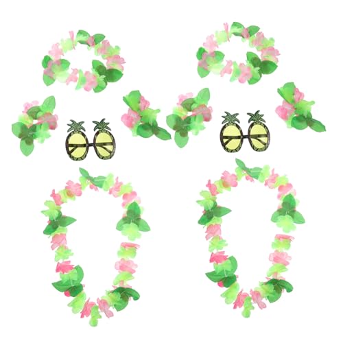 JEWEDECO 10 Stück Hawaii-blumenkronen Ananas-sonnenbrillen-set Tropische Luau-party-dekorationen Damen Und Kinder Strand-accessoire Im Green Leaf-stil JEWEDECO 10 Stück Hawaii-blumenkronen Ananas-sonnenbrillen-set Tropische Luau-party-dekorationen Damen Und Kinder Strand-accessoire Im Green Leaf-stil von JEWEDECO