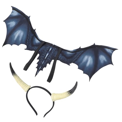 JEWEDECO 1satz Drachenflügel Und Horn Stirnband Für Erwachsene Cosplay Zubehör Für Festivals Und Partys Leicht Und Atmungsaktiv Hochwertigem Vliesstoff Und Unisex Design JEWEDECO 1satz Drachenflügel Und Horn Stirnband Für Erwachsene Cosplay Zubehör Für Festivals Und Partys Leicht Und Atmungsaktiv Hochwertigem Vliesstoff Und Unisex Design von JEWEDECO