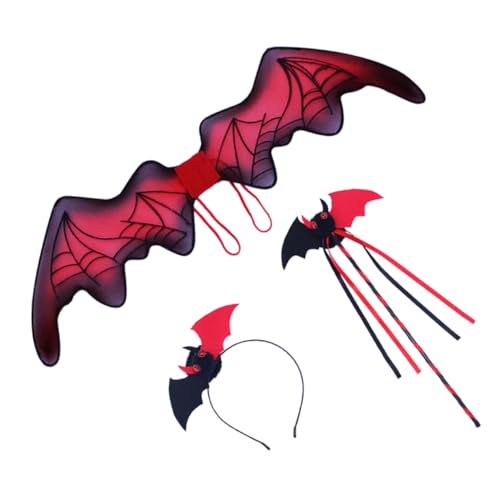 JEWEDECO 1satz Halloween Fledermaus Kostüm Zubehör Mit Fledermausflügeln Fledermaus-haarreif Und Zauberstab Für Halloween Und Cosplay-events JEWEDECO 1satz Halloween Fledermaus Kostüm Zubehör Mit Fledermausflügeln Fledermaus-haarreif Und Zauberstab Für Halloween Und Cosplay-events von JEWEDECO