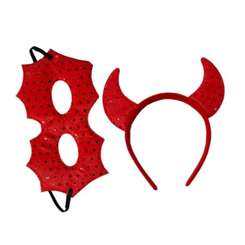 JEWEDECO 1satz Teufel Kostüm Set Mit Hörnern Rollenspiel Kopfband Und Für Halloween Kreative Party-accessoires Cosplay Deko Für Damen Und Teiliges Set von JEWEDECO