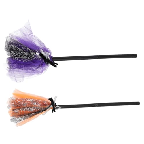 JEWEDECO 2 Stück Halloween Hexenbesen, Kostüm, Halloween Besen, Halloween Ornament, Halloween Dekorationsbesen, Halloween Cosplay Requisite, Besen Requisite, Hexen Requisite, Halloween von JEWEDECO