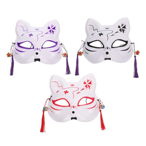 JEWEDECO 3 Teilige Fuchsmaske, Tragbare Tiermaske, Multifunktionale Partymaske, Festival Tiermaske, Tragbare Halbmaske, Japanische Partymaske, Japanische Tiermaske, Füchse Maske, von JEWEDECO