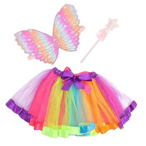 JEWEDECO Halloween Heiligenschein 3 Teiliges Kostü Set Mit Flügeln Tüllrock Zauberstab Für Ädchen Halloween Karneval Kostümierte Feiern Pink Fairy Dress JEWEDECO Halloween Heiligenschein 3 Teiliges Kostü Set Mit Flügeln Tüllrock Zauberstab Für Ädchen Halloween Karneval Kostümierte Feiern Pink Fairy Dress von JEWEDECO