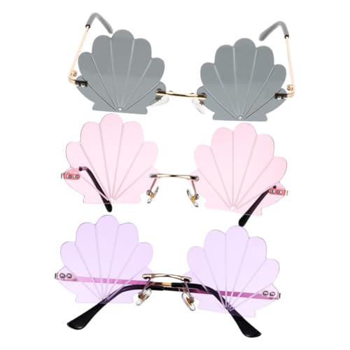 JEWEDECO 3stücke Teiliges Randlose Sonnenbrille Muschelförmigem Design Uv-schutz Für Outdoor-aktivitäten Und Partys Grauen Und Gläsern JEWEDECO 3stücke Teiliges Randlose Sonnenbrille Muschelförmigem Design Uv-schutz Für Outdoor-aktivitäten Und Partys Grauen Und Gläsern von JEWEDECO