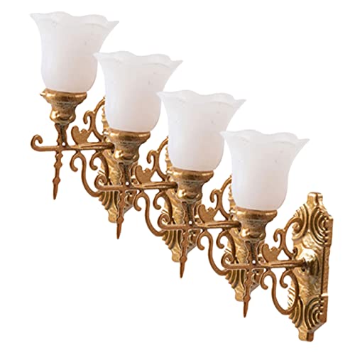 JEWEDECO 4 Stück Teiliges Miniatur Sandtisch Wandlampe Mini LED Wandlampen Weißlicht Realistische Landschaftsornamente für Puppenhaus und Sandtisch Dekoration von JEWEDECO