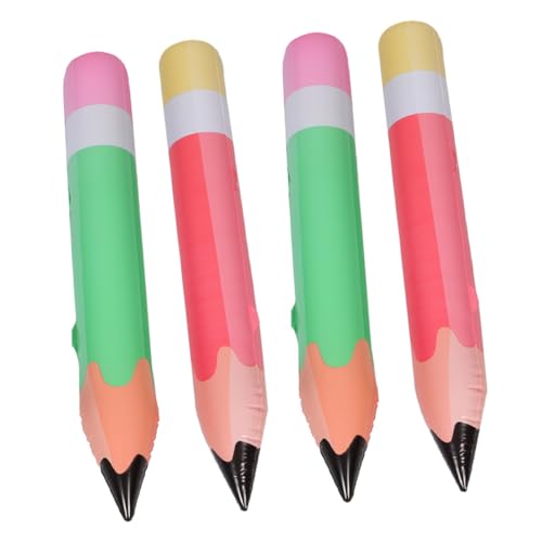 JEWEDECO 4 Stück Teiliges PVC Aufblasbares Bleistift Deko Große Schulanfang Ballons Kinderfreundliche Klassenzimmerdekoration Einfache Montage Vielseitig für Geburtstags und Partyfeiern von JEWEDECO