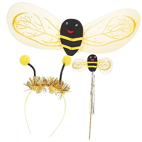 JEWEDECO Bienenkostüm Set für Mädchen Goldene Flügel Zauberstab und Haarreif für Halloween Karneval und Geburtstagsfeiern und Hautfreundlich für Kleine Feen und Cosplay JEWEDECO Bienenkostüm Set für Mädchen Goldene Flügel Zauberstab und Haarreif für Halloween Karneval und Geburtstagsfeiern und Hautfreundlich für Kleine Feen und Cosplay von JEWEDECO