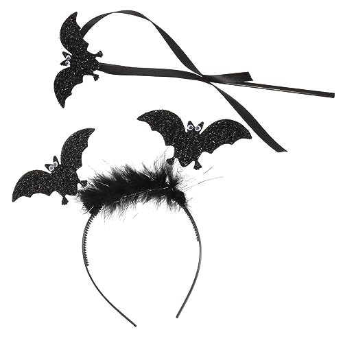 JEWEDECO Fledermaus-stirnband Für Halloween Party Und Karneval Stirnband-set Mit Zauberstab Für Frauen Und Mädchen von JEWEDECO