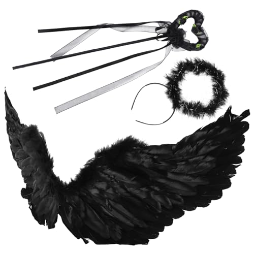 JEWEDECO Geisterelfenkostüm Halloweenkostüme Outfits Teufelsanzug Teufel Cosplay Bühnenoutfit Feenstabkostüm Exquisites Teufelskostüm Kreatives Teufelskostüm Umhang Schwarz von JEWEDECO