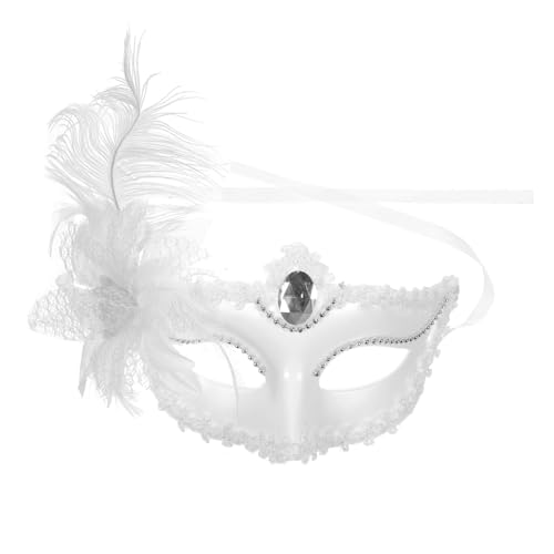 JEWEDECO Halbmaske Aus Spitze Für Damen Halloween-maske Mit Federn Partymaske Für Kostümbälle Leicht Und Dekorativ von JEWEDECO