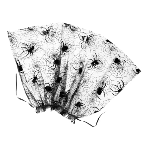 JEWEDECO Halloween Mädchen Umhang aus Leichtem Polyester Spinnen Netz Design Atmungsaktiv und Strapazierfähig Cosplay Cape für Party Aufführungen und Festival Accessoires in Schwarz von JEWEDECO