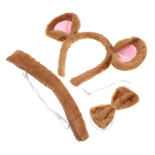 JEWEDECO Tierkostüm Set mit Plüschohren und Schleife Weiches Stirnband für Damen Party Accessoire für Halloween Karneval Kostümparty und Cosplay von JEWEDECO