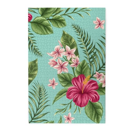 Hawaiian Tropical Leaves Flowers Print Exquisite Jigsaw Puzzle Jigsaw Puzzle Boxed Wooden Jigsaw Puzzle 1000 Pieces von JEWOSS