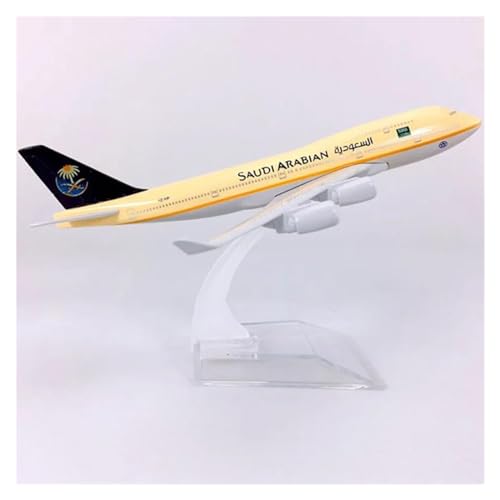 JEWOSS Ferngesteuertes Flugzeug Für Saudi Arabian Airlines Metall Flugzeug Flugzeug Airliner Display Modell Basis Spielzeug Souvenirs Zeigen 16CM B747-400 Maßstab 1:400 von JEWOSS
