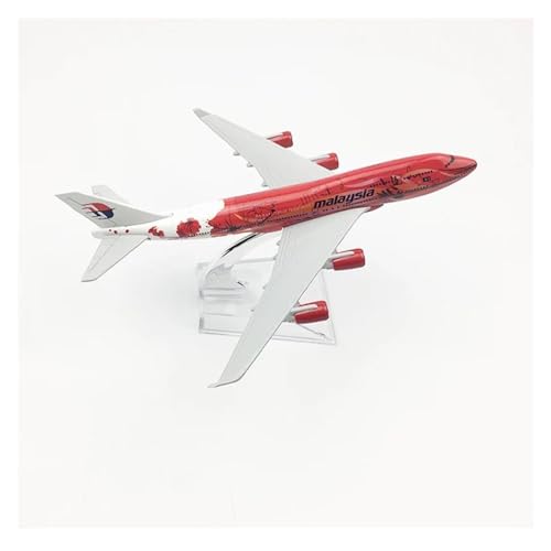 JEWOSS Ferngesteuertes Flugzeug Malaysia Airlines Flugzeugmodell Große Rote Blume Boeing 747 Flugzeug 16CM Legierung Druckguss 1:400 Flugzeugmodell von JEWOSS