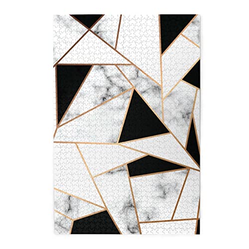 Schwarz-Weiß-Marmor-Textur-Druck, exquisites Puzzle, Holz-Puzzle, 1000 Teile von JEWOSS