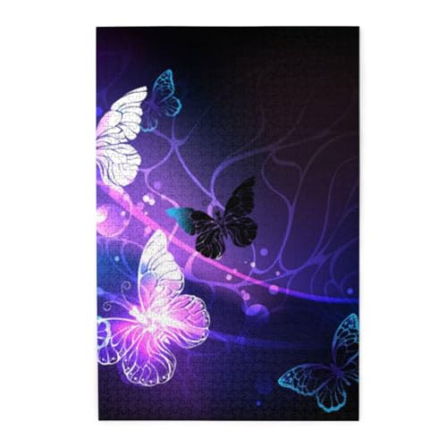 Wunderschöner leuchtender Schmetterlings-Druck, exquisites Puzzle, Holz-Puzzle, 1000 Teile von JEWOSS