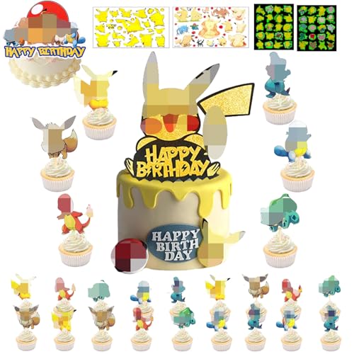 26 Stück Tortendekoration Cake Topper Set + 4 Blätter Temporäre Tattoos für Kinder, Kuchen Deko, Muffin Deko, Tortenaufleger Cupcake Topper Deko, Kindergeburtstag Party Geburtstag Deko 26 Stück Tortendekoration Cake Topper Set + 4 Blätter Temporäre Tattoos für Kinder, Kuchen Deko, Muffin Deko, Tortenaufleger Cupcake Topper Deko, Kindergeburtstag Party Geburtstag Deko von JEXHBFD