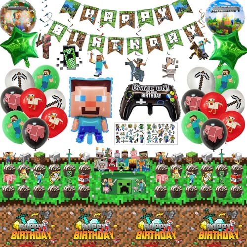 Deko geburtstag,57 Stück Jahre Geburtstagsdeko Junge, Enthält Folienballon, Temporäre Tattoos für Kinder, Tortenaufleger, Luftballons, Banner, Tischdecke, Swirl Decoration Deko geburtstag,57 Stück Jahre Geburtstagsdeko Junge, Enthält Folienballon, Temporäre Tattoos für Kinder, Tortenaufleger, Luftballons, Banner, Tischdecke, Swirl Decoration von JEXHBFD